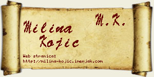 Milina Kojić vizit kartica